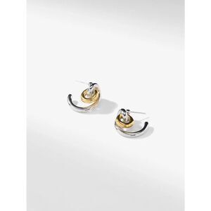 MM.LaFleur The Marilee Earrings Mixed Metal‎ Gold Silver Two Tone Hoops NEW